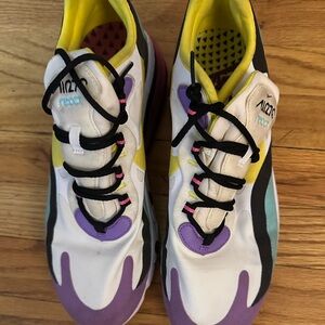 Nike 270 REACT Multicolor Sneakers with Purple and Yellow Accents